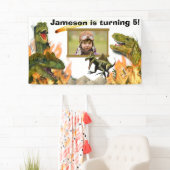 恐竜の轟音Tレックス炎隕石の誕生日 横断幕 (インサイチュ)