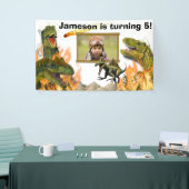 恐竜の轟音Tレックス炎隕石の誕生日 横断幕 (トレードショー)