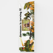 恐竜の轟音Tレックス炎隕石 横断幕 (縦)