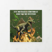 恐竜の轟音Tレックス絶滅した動物の少年のパーティー 三つ折りカード (カバー)