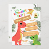 恐竜の迫力満点の誕生日パーティーへようこそ! ポストカード (正面/裏面)