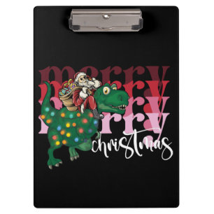 恐竜の運サンタクロースのクリスマス クリップボード