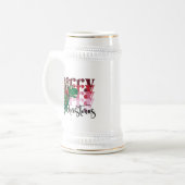 恐竜の運サンタクロースのクリスマス ビールジョッキ (正面左)