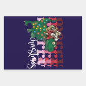 恐竜の運サンタクロースのクリスマス ラッピングペーパーシート (正面)