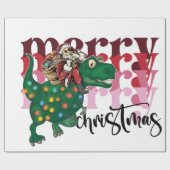 恐竜の運サンタクロースのクリスマス ラッピングペーパー (フラット)