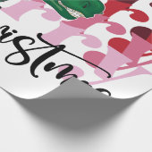 恐竜の運サンタクロースのクリスマス ラッピングペーパー (角)