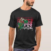恐竜の運サンタクロースのクリスマス Tシャツ (正面)
