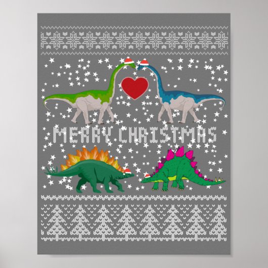 恐竜の醜いクリスマスセーターおもしろいクリスマスギフト ポスター (正面)