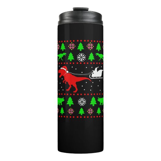 恐竜の醜いクリスマスセータークリスマスTレックス タンブラー (正面)