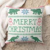 恐竜の醜いクリスマスセーター枕20" x 20" クッション (ブランケット)