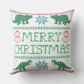 恐竜の醜いクリスマスセーター枕20" x 20" クッション (裏面)