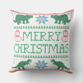 恐竜の醜いクリスマスセーター枕20" x 20" クッション