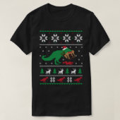 恐竜の醜いクリスマスセーター – おもしろいクリスマス Tシャツ (デザイン正面)