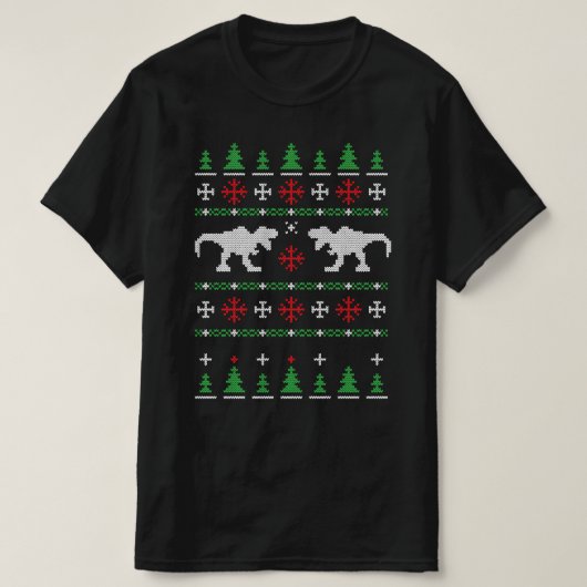 恐竜の醜いクリスマスセーター Tシャツ (デザイン正面)