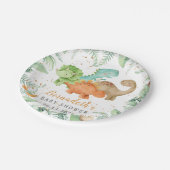 恐竜の野生のベビーシャワー紙プレート ペーパープレート (アングル)