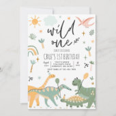 恐竜の野生の1人の第1回Tレックス誕生会  招待状 (正面)