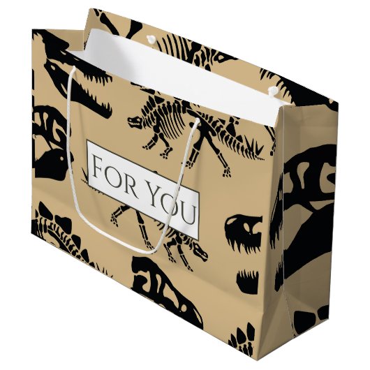 恐竜の金ゴールドジュラシックのパターン大抱き枕 ラージペーパーバッグ (正面アングル)