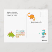 恐竜の雄叫び 黒板 誕生日写真 ありがとう ポストカード (裏面)