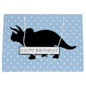 恐竜の青いトランプのポーカーパターン大きな少年のバッグ ラージペーパーバッグ (正面)