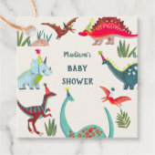 恐竜の青い赤ちゃんシャワーパーティー フェイバータグ (正面)