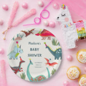 恐竜の青い赤ちゃんシャワーパーティー ペーパープレート (パーティー)
