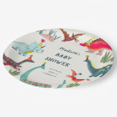 恐竜の青い赤ちゃんシャワーパーティー ペーパープレート (アングル)