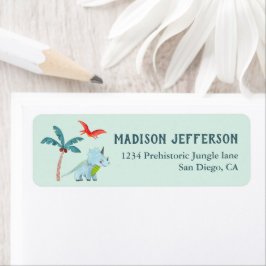 恐竜の青い赤ちゃんシャワーパーティー ラベル