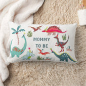 恐竜の青い赤ん坊のシャワーママになるパーティー ランバークッション (ブランケット)