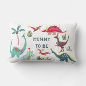 恐竜の青い赤ん坊のシャワーママになるパーティー ランバークッション (正面)