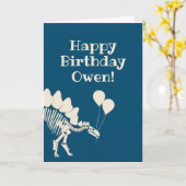 恐竜の骨と風船誕生日 カード (黄色い花)