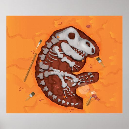 恐竜の骨を掘る考古学 ポスター (正面)