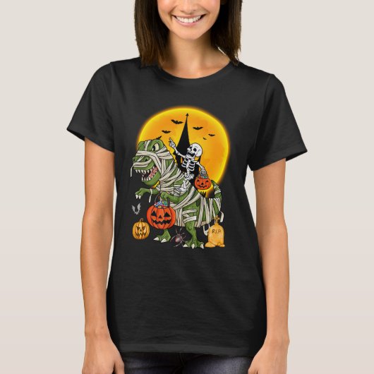 恐竜の骨ハロウィン Tシャツ (正面)