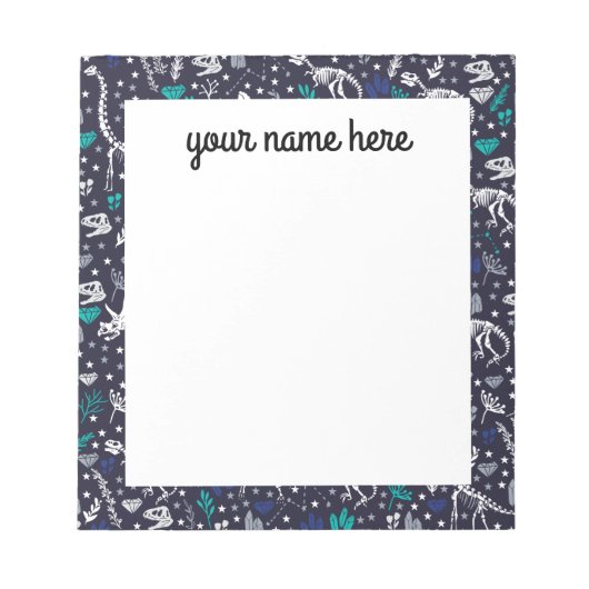 恐竜の骨パーソナライズされた格メモ帳 ノートパッド (正面)