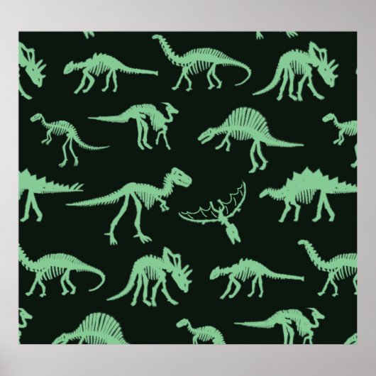 恐竜の骨ヴィンテージシルエットイラストレーション。 ポスター (正面)