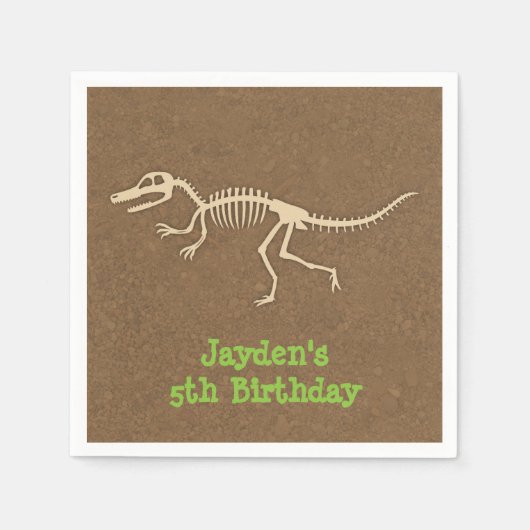 恐竜の骨子供の誕生日パーティー用品 スタンダードカクテルナプキン (正面)