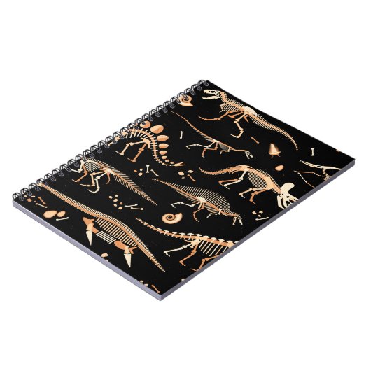 恐竜の骨格と化石パターン ノートブック (左側)