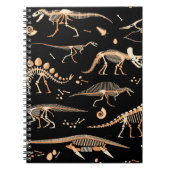 恐竜の骨格と化石パターン ノートブック (正面)