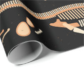 恐竜の骨格と化石パターン ラッピングペーパー (ロールコーナー)