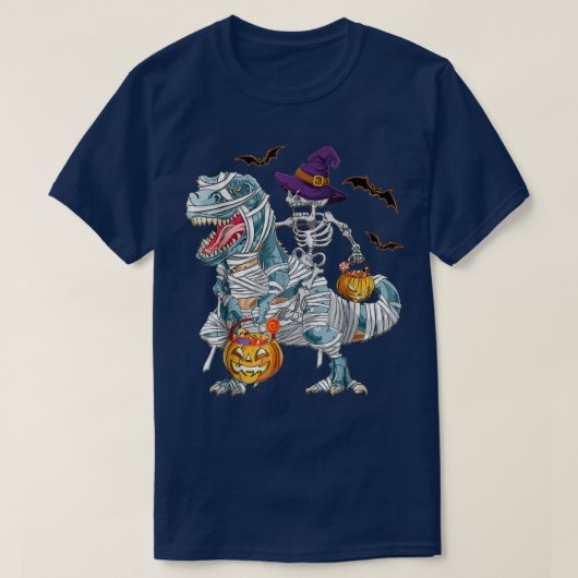 恐竜の骨格乗馬ミイラ恐竜 Tシャツ (デザイン正面)