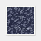 恐竜の骨格模様のナプキンの時代 スタンダードカクテルナプキン (正面)
