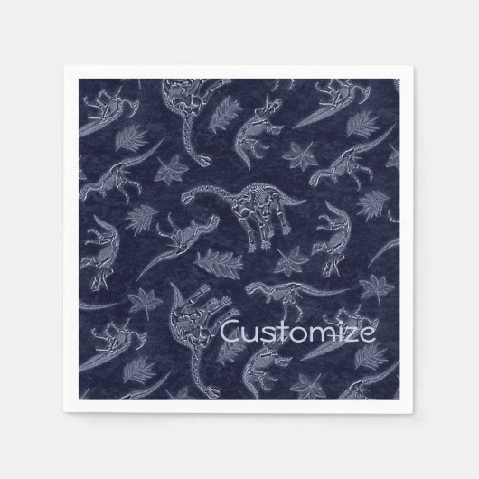 恐竜の骨格模様のナプキンの時代 スタンダードカクテルナプキン (正面)