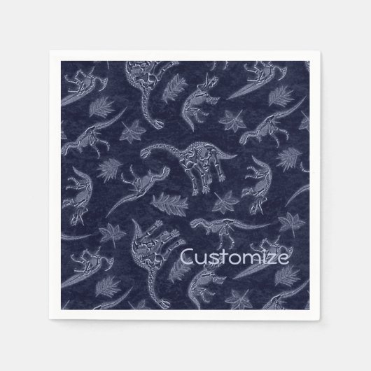 恐竜の骨格模様のナプキンの時代 スタンダードカクテルナプキン (正面)