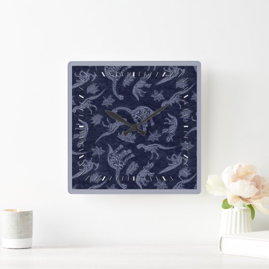 恐竜の骨格模様の壁時計の時代 スクエア壁時計 (ホーム)