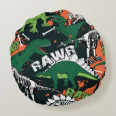 恐竜の骨格。ヴィンテージグランジ型 ラウンドクッション (裏面)