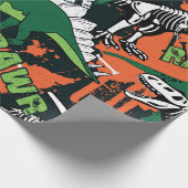 恐竜の骨格。ヴィンテージグランジ型 ラッピングペーパー (角)