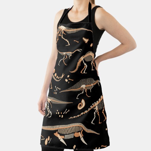 恐竜の骨格、化石、ヴィンテージパターン。 エプロン (インサイチュ)