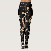 恐竜の骨格、化石、ヴィンテージパターン。 レギンス (裏面)