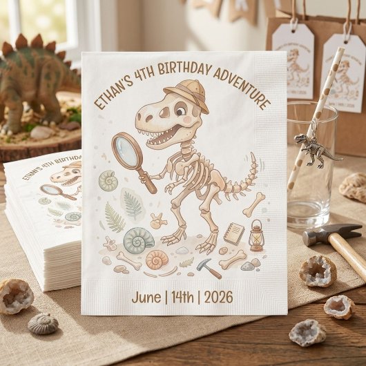 恐竜の骨格 古生物学者 男子 4歳の誕生日 スタンダードランチョンナプキン