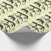 恐竜の骨組は黄色いディーノの誕生日の紙の骨を抜きます ラッピングペーパー (角)