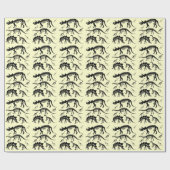 恐竜の骨組は黄色いディーノの誕生日の紙の骨を抜きます ラッピングペーパー (フラット)